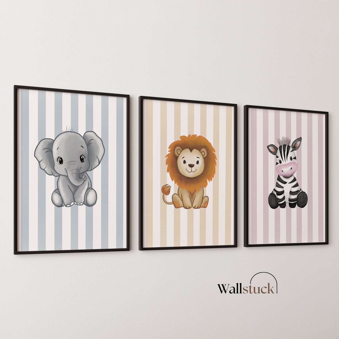 SAFARI ANIMAL NURSERY ART (Set of 3)